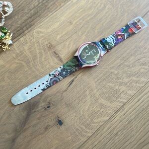 Swatch Red and Green Fashion Watch Vibrant Design